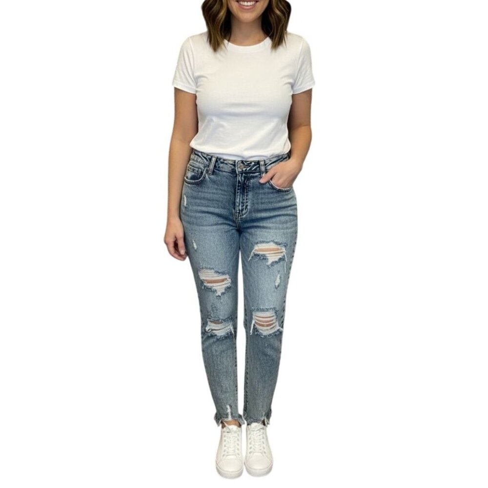 I & M Black Label Distressed High-Waisted Jeans Size 9
